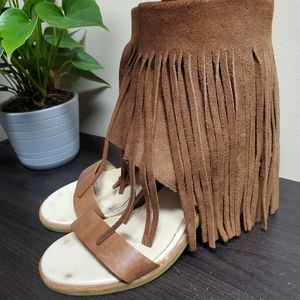 Last chance! Closet Closing!Kooloaburra Piaz Fringe Sandals 7.5 brown